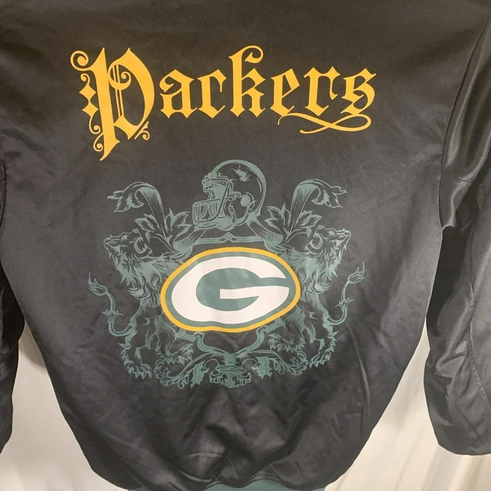 Vtg‎ Green Bay Packer Jacket Reversible 90's Y2k Hip Hop Skater NFL Size M